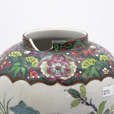 Nicely Enamelled Japanese Kutani Porcelain Jar and Cover, Late Meiji Period Circa 1900