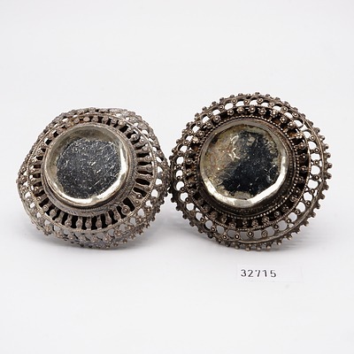 Pair of Indian Cast and Pierced Silver Finials