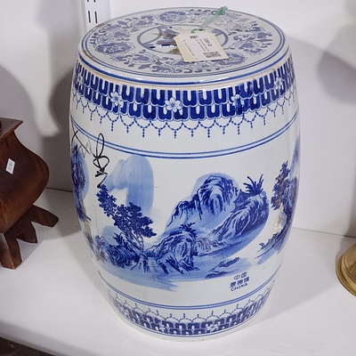 Blue and White Chinese Pottery Lidded Fermenting Pot