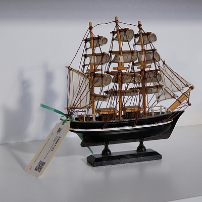 Vintage Wooden Model Sailing Ship