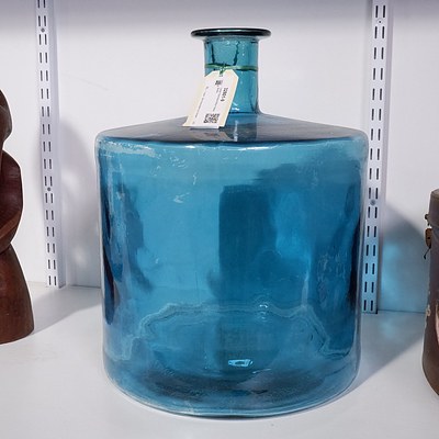Large Oversized Blue Glass Bottle