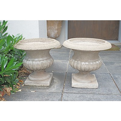 A Pair of Composite Roy Grounds Urn Form Planters