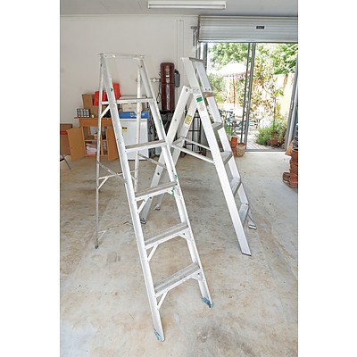 Two Steel A-Frame Ladders