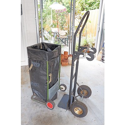 A Metal Garden Waste Trolley Together with a Furniture Trolley