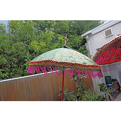 A Pair of Hand-Painted Balinese Umbrellas