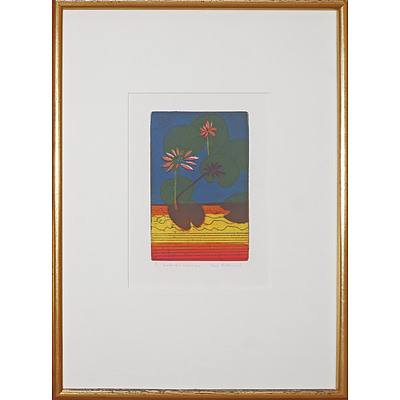Jane Bradhurst (20th Century, Australian), Kimberley Waterlillies, Coloured Etching