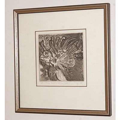 Louise Saw (working 1980s, Australian), The Butterfly Cod 1985, Etching