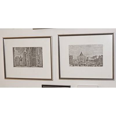 A Pair of Framed Engravings of St Peter's Square and St Peter's Basilica