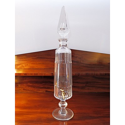 Val St Lambert Cut Crystal Decanter with Brass Tap
