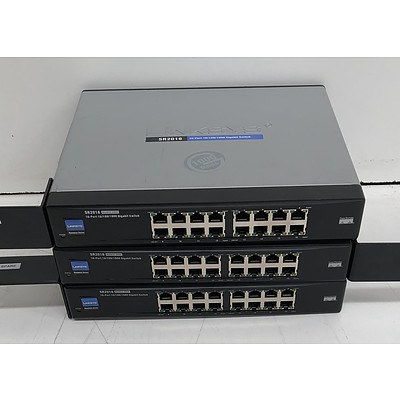 Cisco Linksys SR2016 16-Port Gigabit Switch - Lot of Three