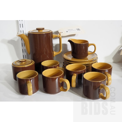 Retro Japanese 'Dijon Brown' 15 Piece Stoneware Coffee Set