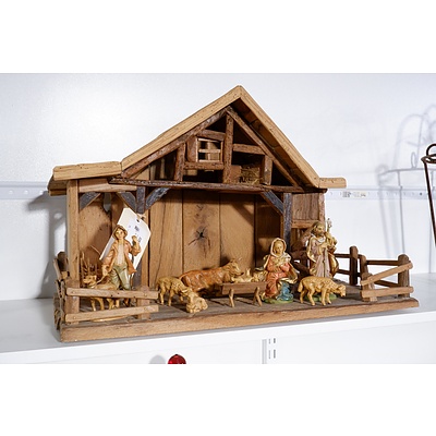 Vintage Hand Crafted Nativity with Figures