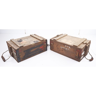Two Vintage Timber Ammunition Boxes