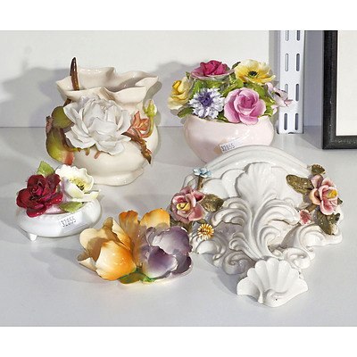 Five Vintage Porcelain Floral Pieces