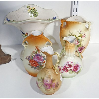 Five Various Floral Decorated Porcelain Vases