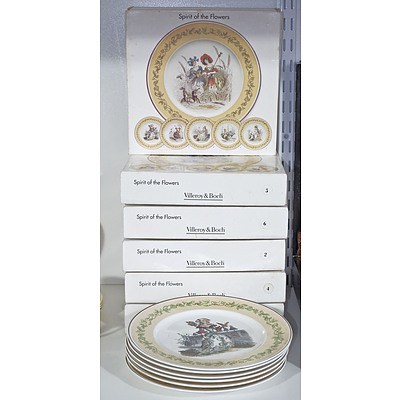 Set Of Six Villeroy and Boch 'Spirit of the Flowers' display Plates with original Boxes