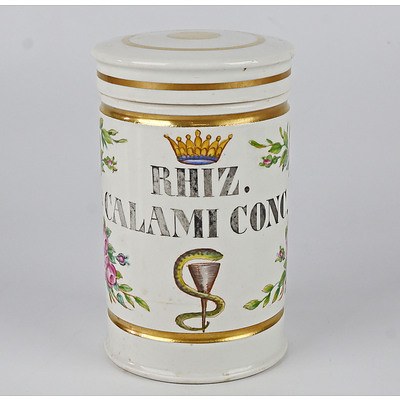 Antique Soft-Paste Porcelain and Hand Painted Apothecary Jar 