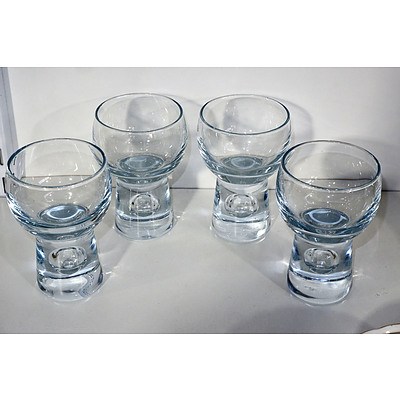 Four Signed Holmegaard Trapped Air Bubble Glasses