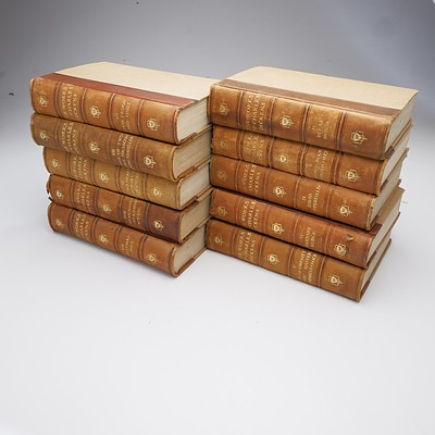 Ten Volumes of The Works of Charles Dickens, The Gresham Publishing Company, Leather and Cloth Bound Hardcovers