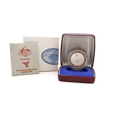 RAM 1982 Commonwealth Games $10 Silver Proof Coin in Original Case