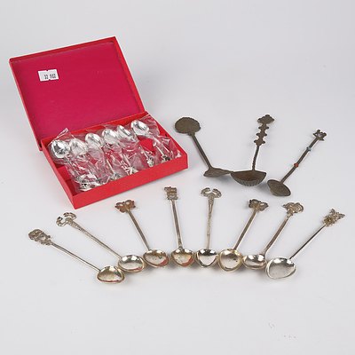Collection of Silver Plate Teaspoons and Three Other Teaspoons
