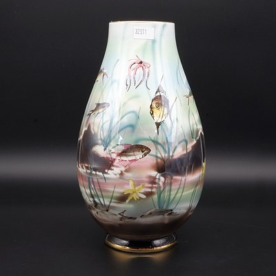 Retro Italian Vase Hand Painted with Marine Life