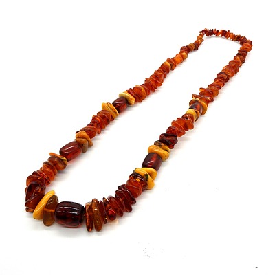 Vintage Mixed Amber Necklace, Including Succinite 