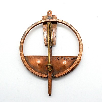 Abstract Copper Brooch, Signed J B O'Sullivan