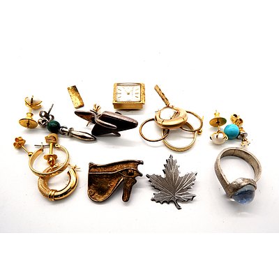 Collection of Earring Pairs and Single Earrings
