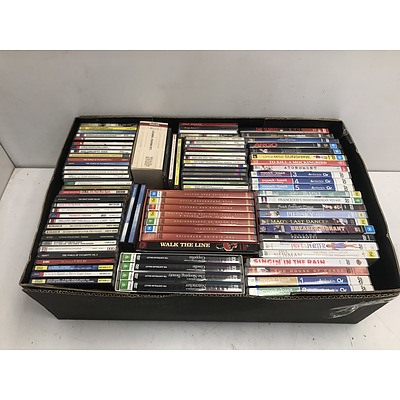 Box of Assorted CDs and DVDs