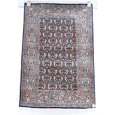 Fine Persian Hand Knotted Quom Silk Rug with Boteh Design