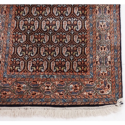 Fine Persian Hand Knotted Quom Silk Rug with Boteh Design