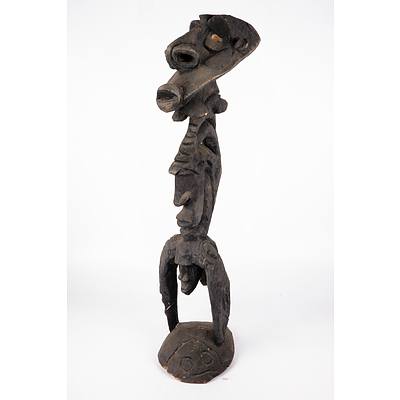 Pacific Island Tribal Fertility Figurine with Stone Eyes