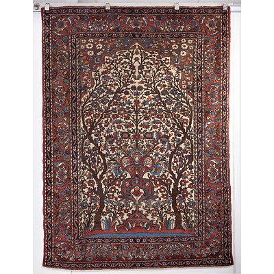 Vintage Persian Isfahan Hand Knotted Wool Pile Rug