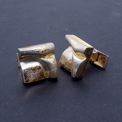 Pair of Sterling Silver Cufflinks Made in Finland, Circa 1970s, 25.65g