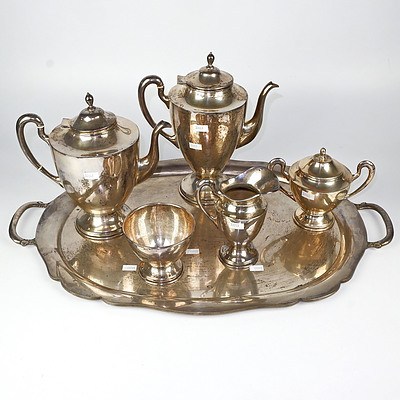 Heavy Mexican Sterling Silver Tea and Coffee Service, with Butlers Tray, Total 5135g