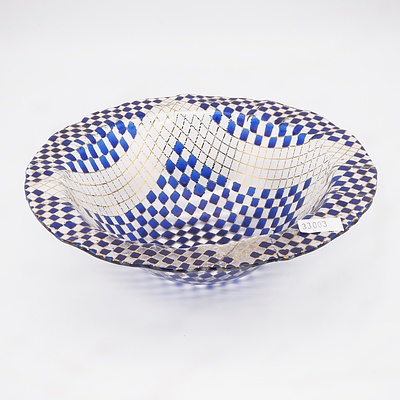 Peter Crisp (1959-) Enamel and Gilt Decorated Slumped Glass Bowl