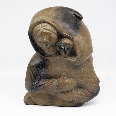 Inuit Carved Soapstone Sculpture, Signed to Base