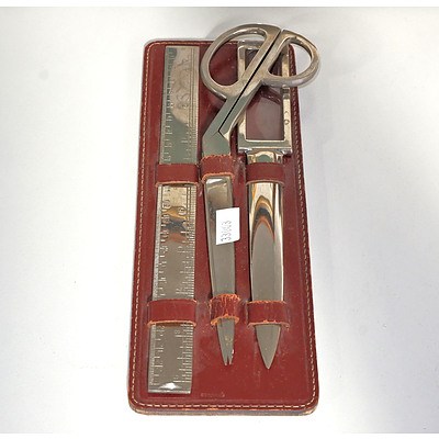 Vintage Dressmaker Tool Set with Leather Holder