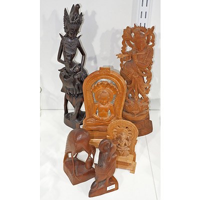 A Group of Balinese Wood Carvings