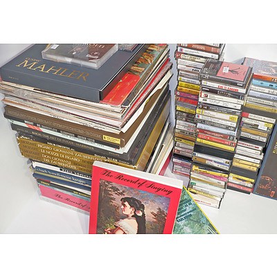A Group of Boxed Vintage Record Sets and Audio Cassettes