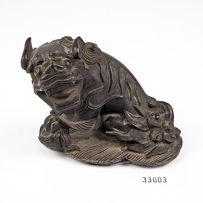 Antique Chinese Bronze Model of a Buddhist Lion, Qing Dynasty