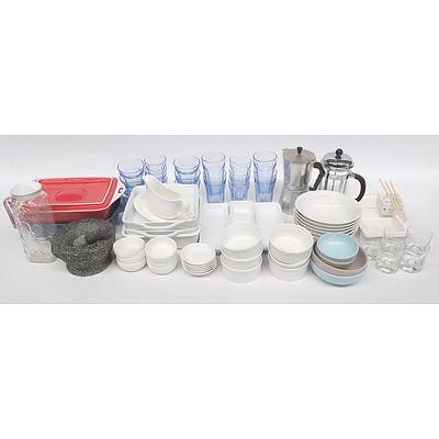Collection of Modern Kitchenware including: Bowl, Glasses, Mugs, Serving Dishes, Coffee Makers, Casserole Dishes, Vases and More