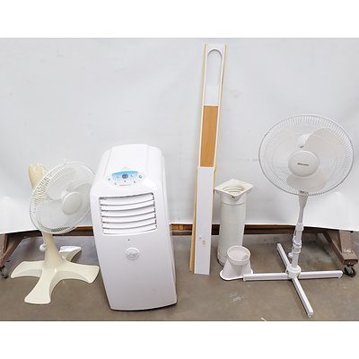 Two Stand Fans and one Polocool Portable Refrigerated Air conditioner
