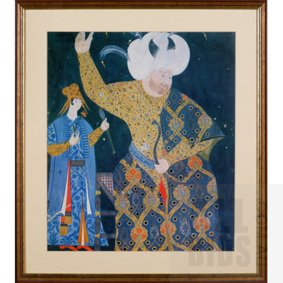 A Framed Reproduction Print of Sultan Selim II, 60 x 53 cm