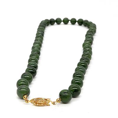 Necklace of New Zealand Green Stone Beads
