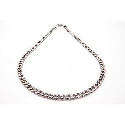 9ct White Gold Filed Curb Link Necklace, 64.8g