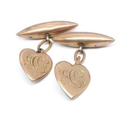 Pair of 9ct Rose Gold Engraved Cuff Links, 4.6g