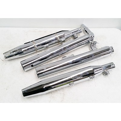 Lot of Four Motorcycle Exhausts