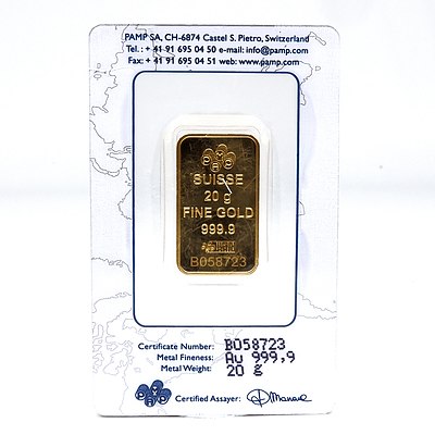 PAMP 20g .999 Gold Bar, No BO58723